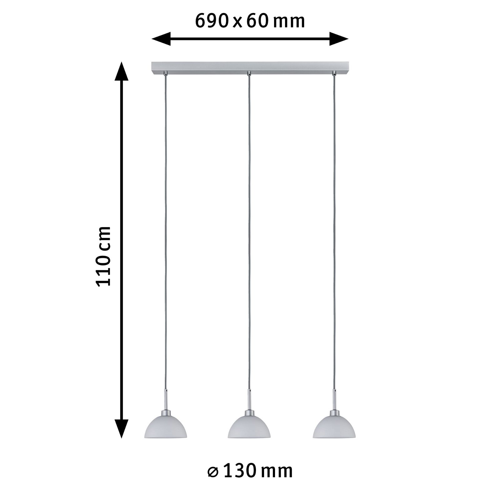 Hanglamp Parana GU10 max. 3x40W Wit/Chroom mat dimbaar