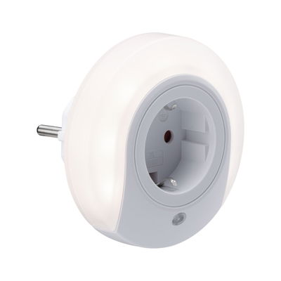 Round white plastic socket light with built-in night light and sensor for home lighting