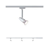 Spot LED argenté en métal sur rail pour un éclairage d’intérieur flexible