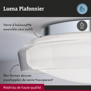 Plafonnier Luena avec verre amovible sans outils et indice de protection IP44, matériau transparent de haute qualité