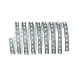 Flexible LED strip with warm white LEDs on silver circuit board for decorative lighting use