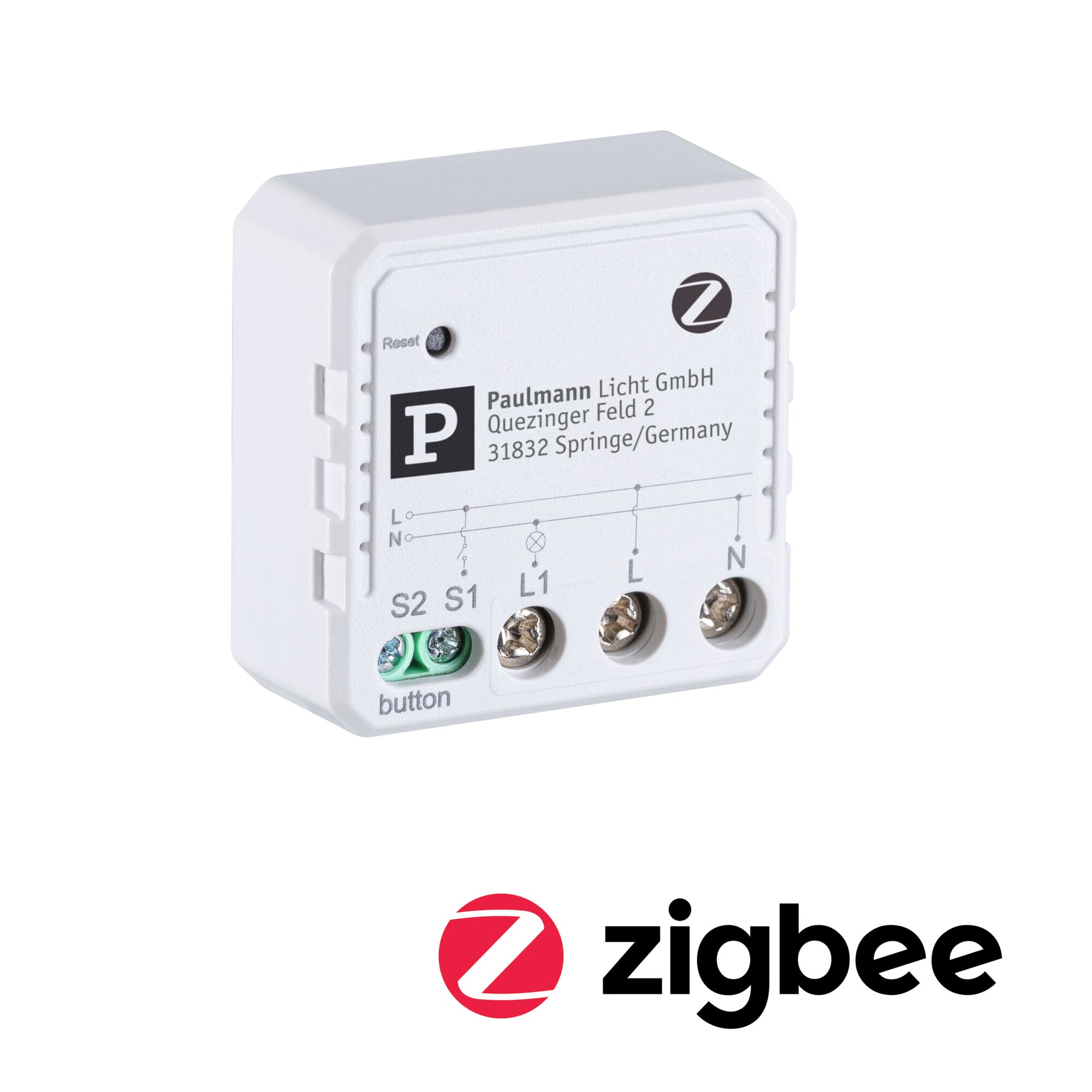 White Zigbee module by Paulmann Licht GmbH with terminals for smart lighting control