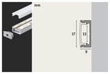 Aluminum LED profile with milky diffuser and end cap, dimensions 17x9 mm, LED lighting accessory