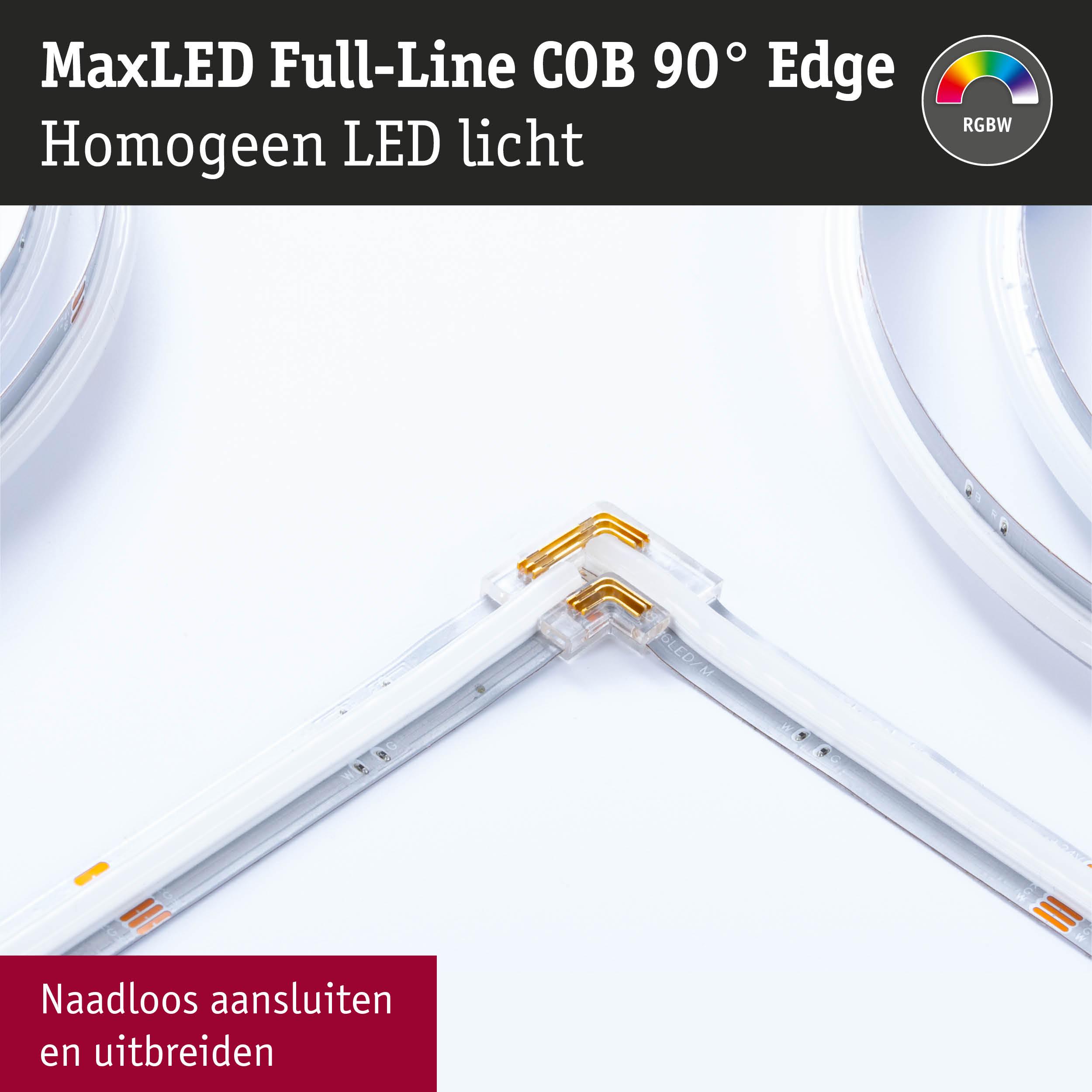 MaxLED Full-Line COB 90° Edge LED-strip met naadloze aansluiting voor gelijkmatig RGBW-licht