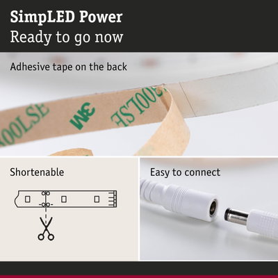Adhesive tape back and connector of a cuttable LED strip light for easy installation
