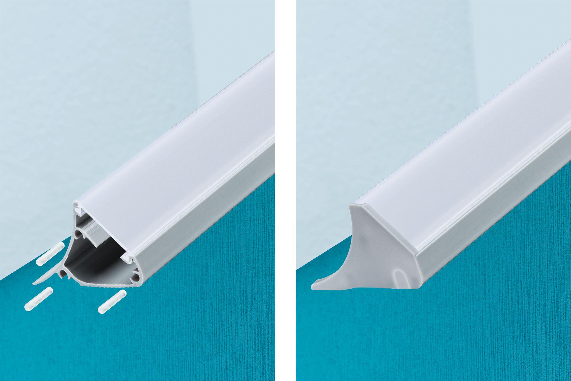 Hvid plastik endestykke til LED-aluminiumprofil med diffusor, egnet til LED-strips og lysstænger.