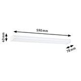 Luminaire LED blanc sous meuble en plastique, dimensions 590x40x78 mm pour éclairage de cuisine