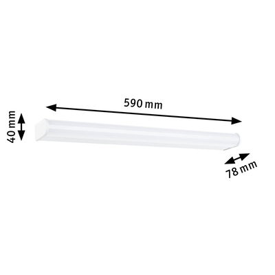 Witte LED-onderbouwlamp van kunststof, afmetingen 590x40x78 mm voor keukenverlichting