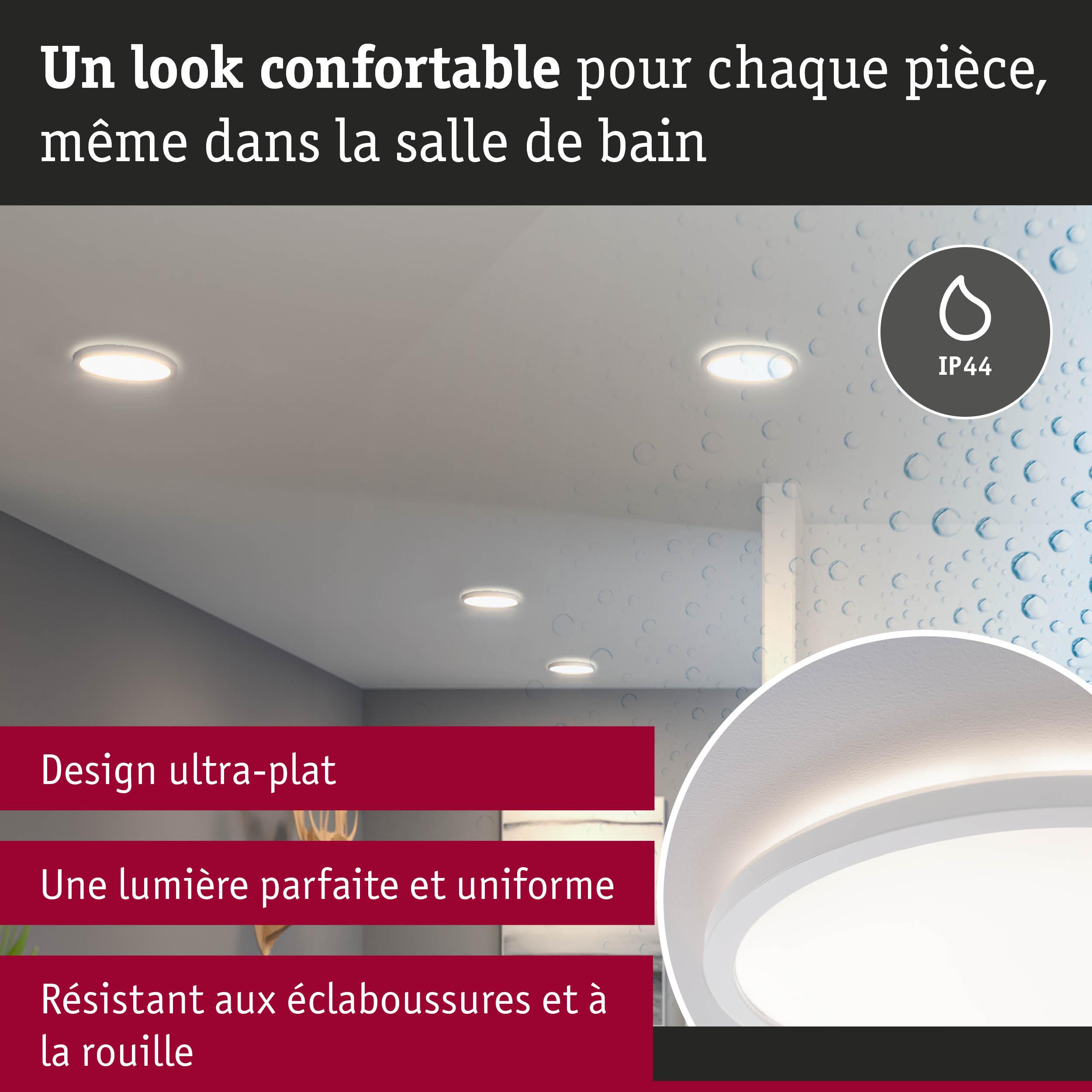 Plafonnier LED blanc ultra-plat IP44, résistant aux éclaboussures et à la rouille, parfait pour salle de bain
