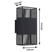Schwarze Metall-Wandleuchte mit Gitterdesign, Maße 250x120x104 mm, moderne Außenbeleuchtung