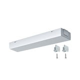 White LED under-cabinet light with mounting clips and screws for kitchen and furniture lighting