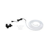 White LED light strip with black power adapter and mounting clips for versatile lighting setups