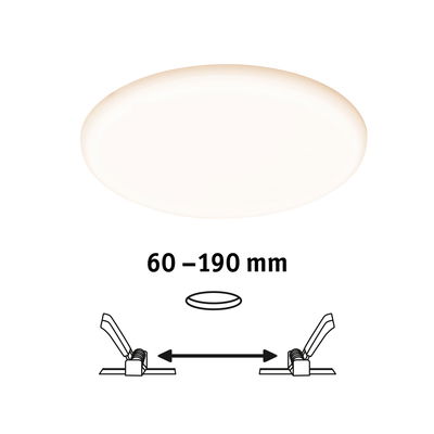Ronde LED-plafondlamp met witte diffuser en verstelbare inbouwmaat 60-190 mm voor woonruimtes