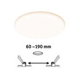 Round LED ceiling light with white diffuser and adjustable installation size 60-190 mm for living spaces