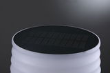 White LED solar light with black solar panel on top, energy-saving outdoor lighting