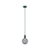 Hanglamp met groene metalen houder en rookglas lamp voor moderne woonverlichting