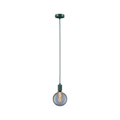 Hanglamp met groene metalen houder en rookglas lamp voor moderne woonverlichting