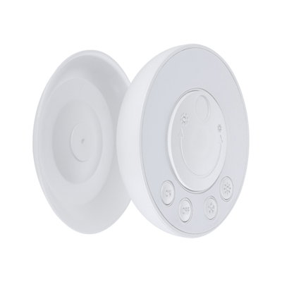 Interrupteur rond blanc pour veilleuse LED en plastique avec symbole sourire et ventouse de fixation