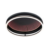 Round black LED ceiling light with warm white glow and red dot pattern for modern interior lighting