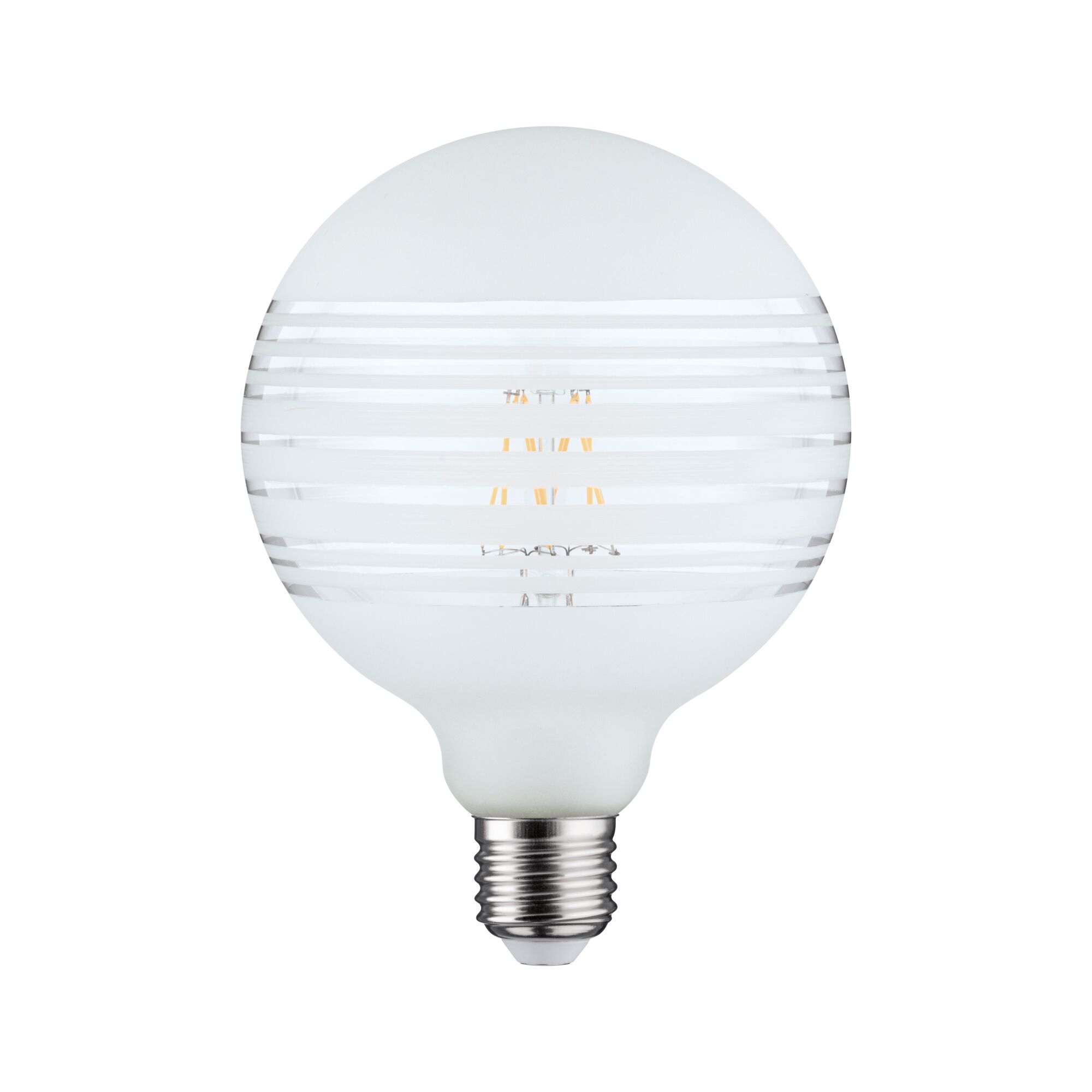 Ronde LED-lamp met mat wit glas en horizontale transparante strepen voor moderne verlichting