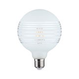Ronde LED-lamp met mat wit glas en horizontale transparante strepen voor moderne verlichting