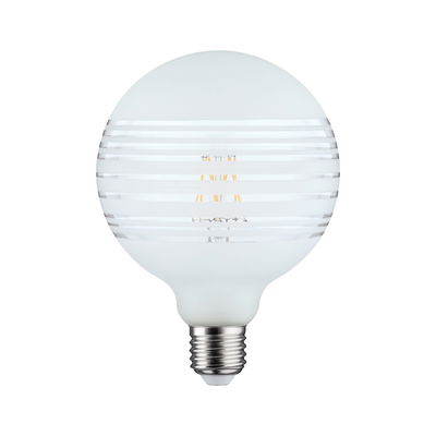 Ronde LED-lamp met mat wit glas en horizontale transparante strepen voor moderne verlichting
