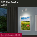 Weiße LED Bilderleuchte Adelia an Wand beleuchtet Landschaftsbild mit rotem Mohn, hohe Farbwiedergabe CRI 90