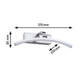 Gebogene LED-Wandleuchte aus gebürstetem Edelstahl mit Maßen 370x85x120 mm für moderne Innenbeleuchtung