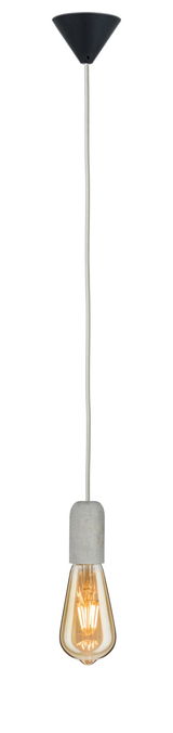 Suspension avec douille en béton gris et ampoule LED blanc chaud pour éclairage intérieur