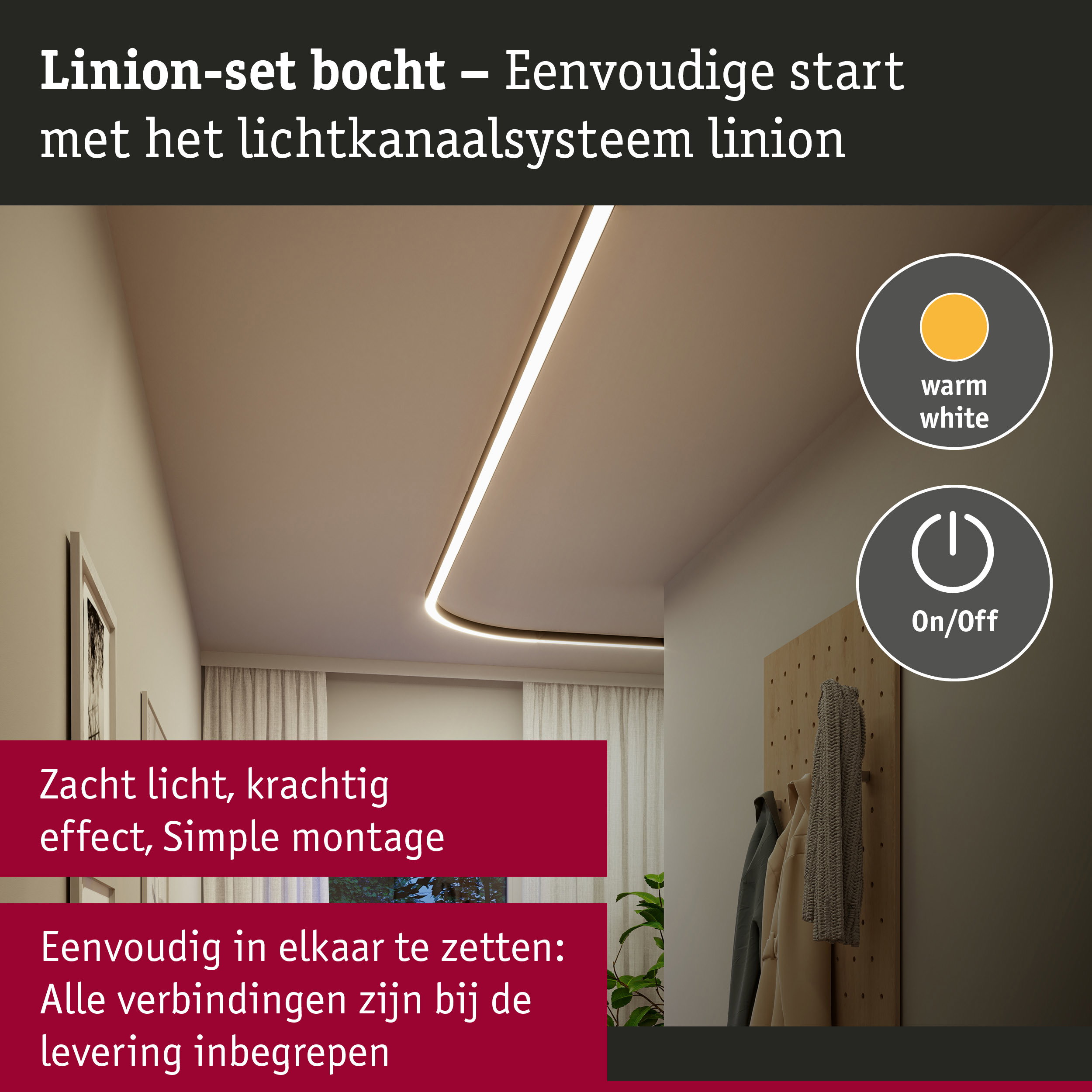 Linion Lichtkanaal Bocht Volledige set 230/24V W 3000K Signaal zwart