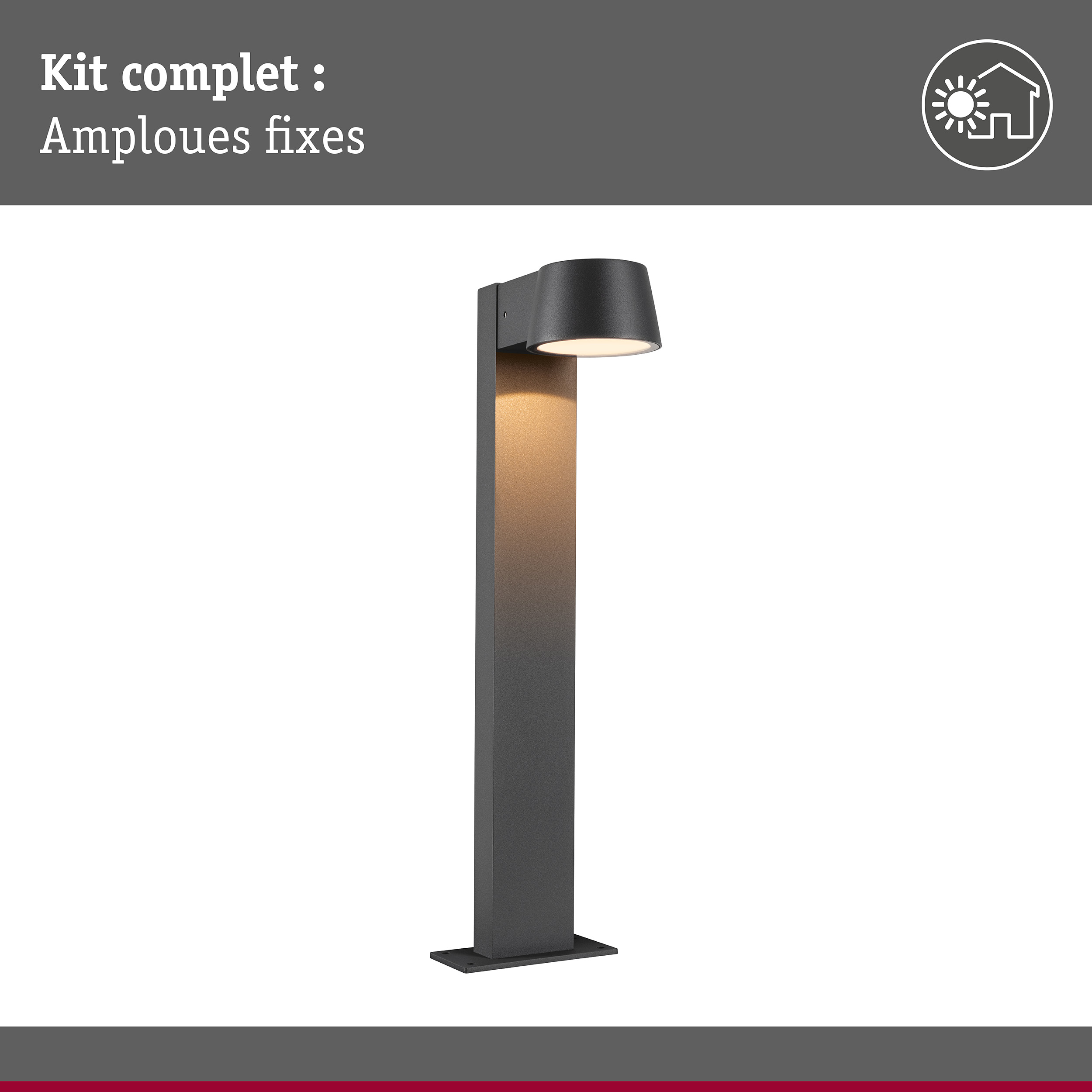 Borne lumineuse LED Capea favorable aux insectes IP44 500mm 2200K 6W 450lm 230V 98° Anthracite Aluminium
