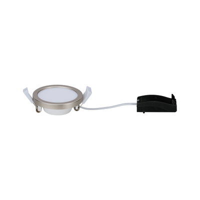 Rond zilverkleurig LED-inbouwpaneel met witte diffuser en kabel voor moderne binnenverlichting