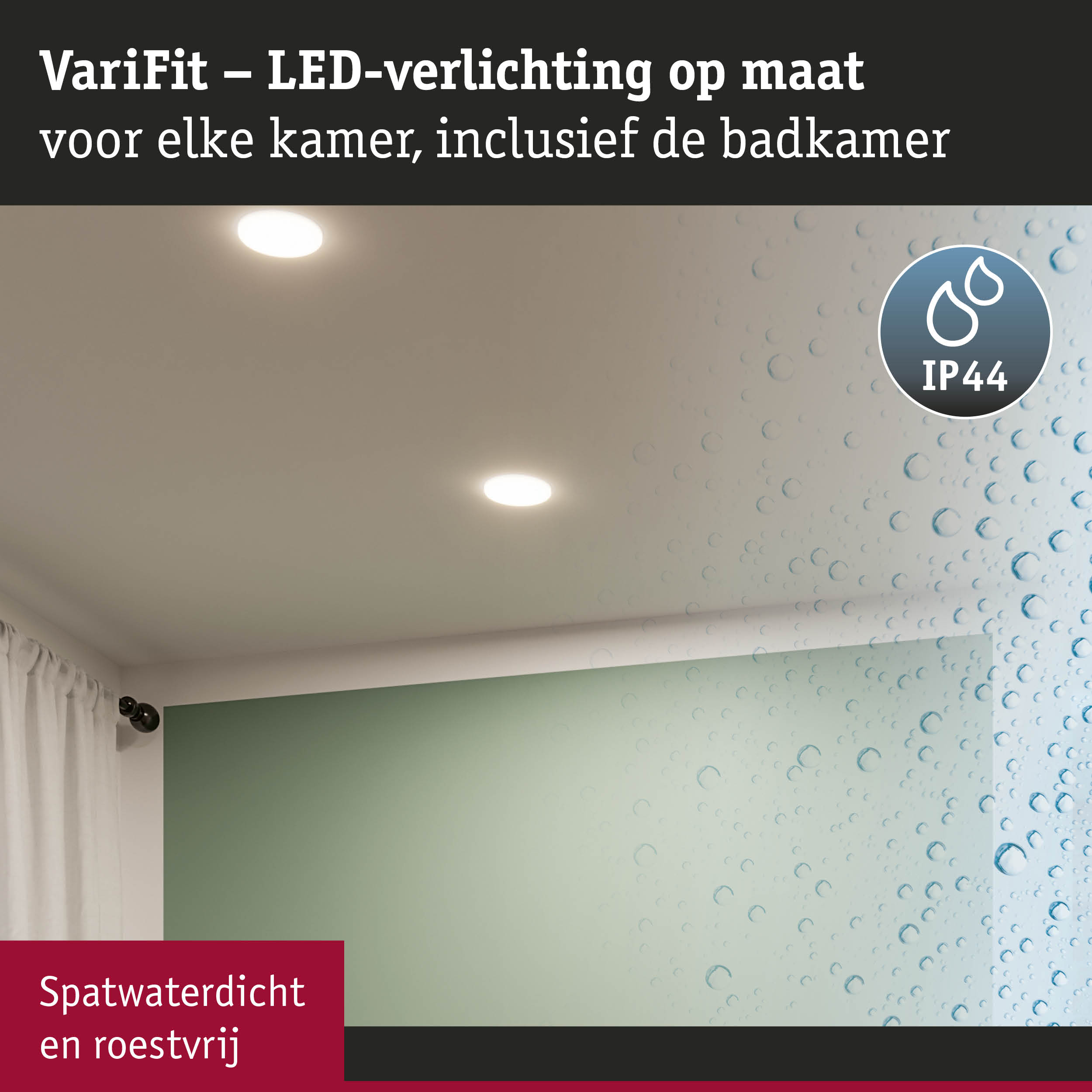 VariFit LED inbouwspots met IP44, spatwaterdicht en roestvrij voor badkamerverlichting