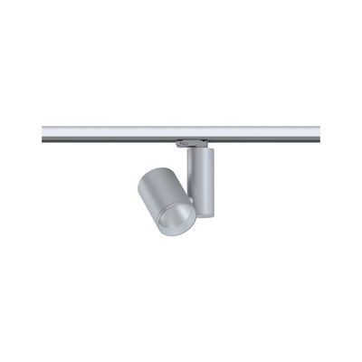 Modern silver metal LED spotlight on track system for flexible indoor lighting solutions