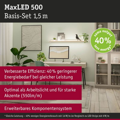 MaxLED 500 LED-Lichtband 1,5 m mit 40% weniger Energieverbrauch für effiziente Arbeitsbeleuchtung
