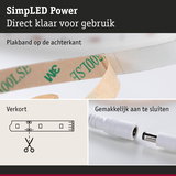 Witte LED-strip met plakband aan de achterkant, eenvoudige stekker en knipmarkeringen voor verlichting