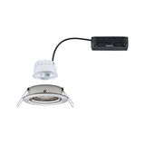 White LED recessed spotlight with silver mounting frame and black cable for modern lighting solutions