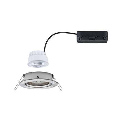 Spot encastré LED blanc avec cadre argenté et câble noir pour éclairage moderne