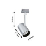 Spot LED en métal argenté de 180 mm de haut et 59 mm de diamètre pour éclairage moderne