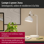 Lampe à poser Juna blanche en métal avec tête mobile pour un éclairage flexible au bureau