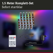 1,5 Meter LED-Lichtband Komplett-Set mit Fernbedienung, Netzteil und Kabel für bunte Beleuchtung