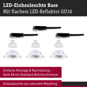 LED-Einbauleuchte Base mit flachem LED-Reflektor GU10 und robustem Metallring in Weiß