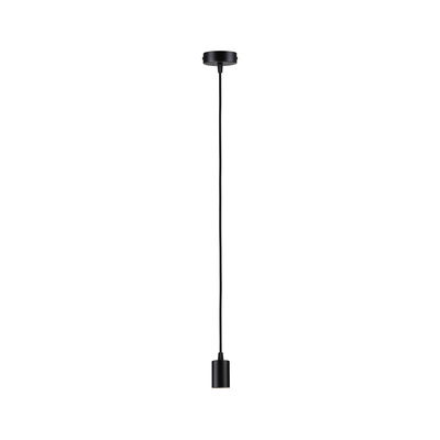 Suspension noire en métal avec abat-jour cylindrique et long câble pour éclairage moderne