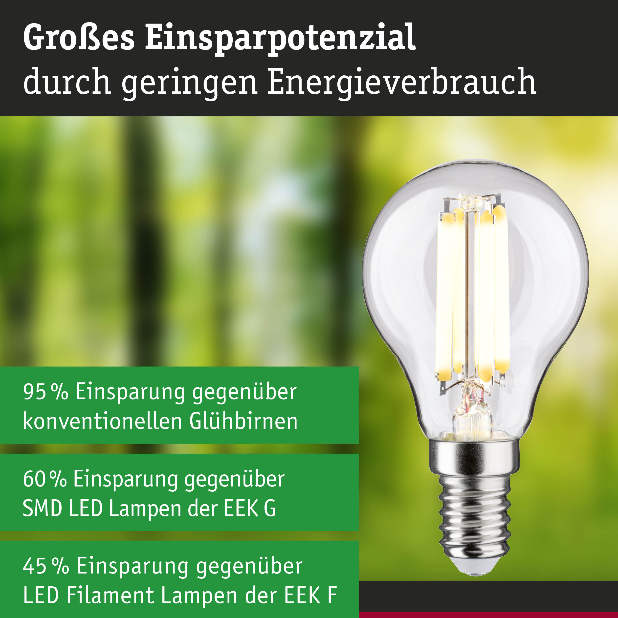 Efficient-Line Filament 230V LED Tropfen E14 1er-Set 82mm 525lm 2,5W 3000K Klar