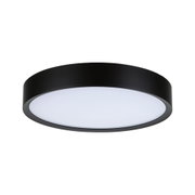 Round LED ceiling light with black metal frame and white diffuser for modern room lighting