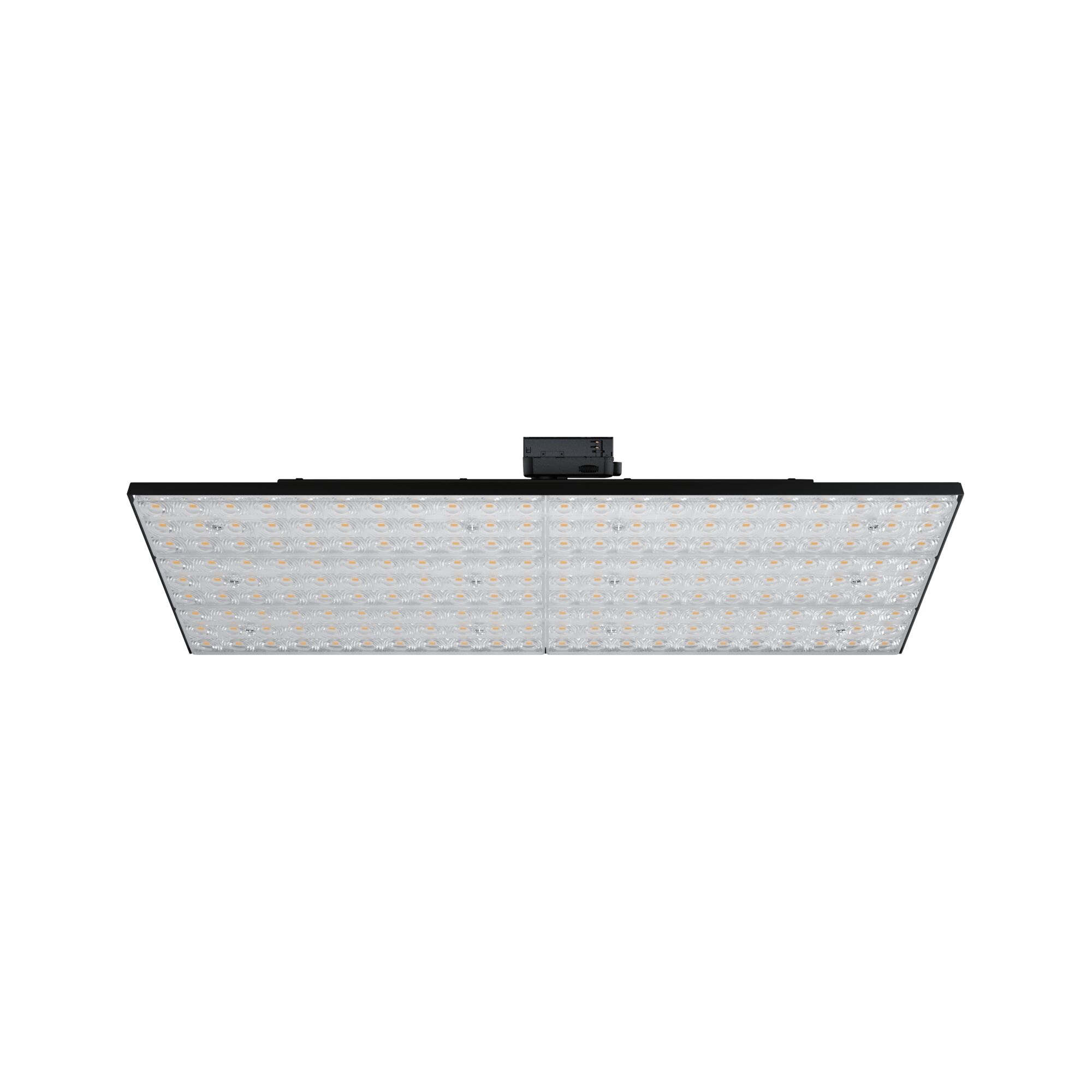 Flaches LED-Panel in Schwarz mit klarer Abdeckung und vielen kleinen LEDs für moderne Raumbeleuchtung