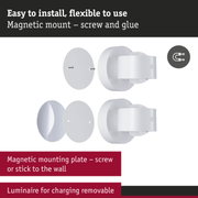 White magnetic mounting plate with screws and glue for flexible wall installation