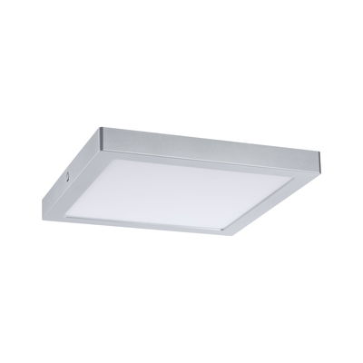 Square ceiling light in silver aluminum with white diffuser for modern room lighting