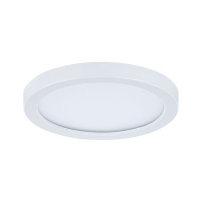 Round white LED ceiling panel with matte plastic frame for energy-efficient room lighting