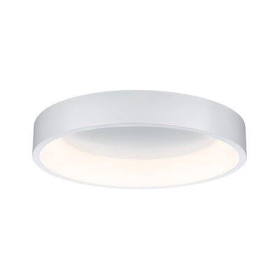 Ronde witte metalen LED-plafondlamp met warm wit licht voor moderne interieurs